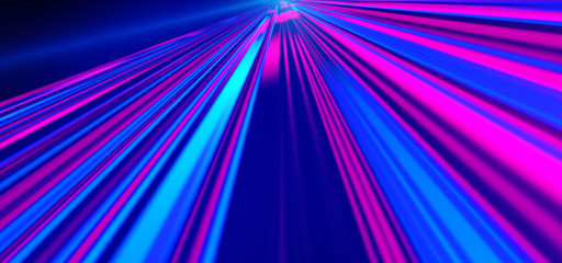 Geometric background. Moving energy. Retro neon colors. Colorful backdrop. Neon lights. Pink and blue.