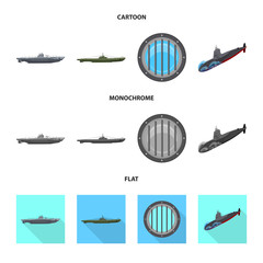 Vector illustration of war  and ship icon. Set of war  and fleet vector icon for stock.