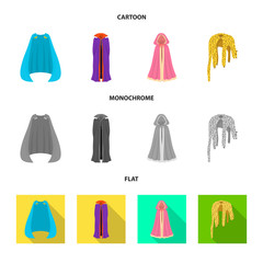 Vector illustration of material and clothing logo. Collection of material and garment stock symbol for web.