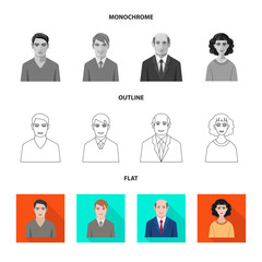 Fototapeta premium Vector design of hairstyle and profession sign. Collection of hairstyle and character stock vector illustration.