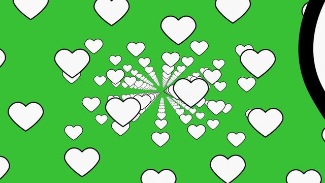 a retro vintage atmosphere flourishing with hearts under a green background - animation