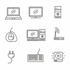 Set of computer related icon line design, computer vector illustration 
