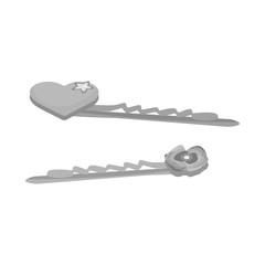 Vector design of hairgrip and heart icon. Collection of hairgrip and hairdo vector icon for stock.