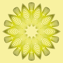 Vector Floral Mandala. Vintage Decorative Elements. Vector Illustration. Yellow gold green.