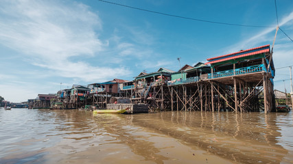 Fototapeta na wymiar Floating Village on Tonle Sap Lake
