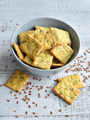 italian crisp bread snack over wooden background