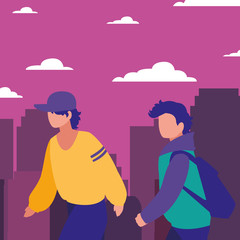 men walking in the city