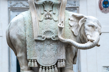 Elephant and Obelisk by Bernini in Piazza della Minerva, Rome, Italy - obrazy, fototapety, plakaty