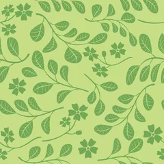  groen naadloos patroon met bloementakken - vector decoratieve background © olenadesign