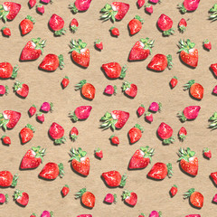 Watercolor seamless pattern with hand drawn fresh juicy fruits