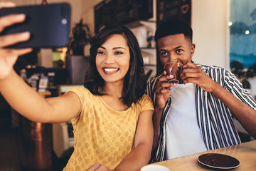 Selfie with friend at cafe