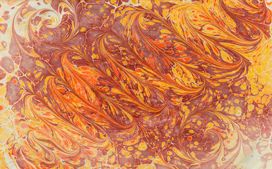 imprint ebru texture on paper yellow waves