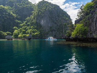 Amazing Barracuda lake on Coron Island, surrounded by limestone cliffs, is a popular tourist attraction and diving spot at the Philippines. November, 2018