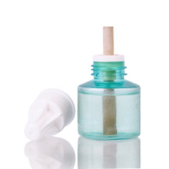 Bottle of anti-mosquito liquid isolated on white background. Protection against insects.