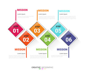 Infographic design template with numbers six option for Presentation infographic, Timeline infographics, steps or processes.  Vector illustration.