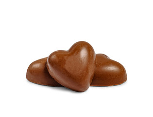 Chocolate hearts sweets isolated on white backround