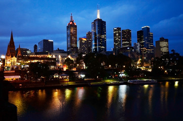 Fototapeta na wymiar Australia, Victoria, Melbourne, night scene