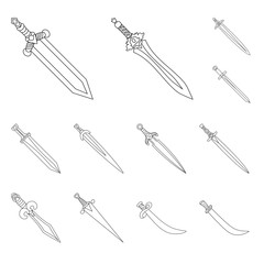 Vector design of game  and armor  icon. Set of game  and blade  vector icon for stock.