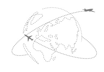 Airplane line path with map