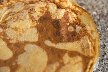 Pancakes texture on kithcen table - Flatlay top view