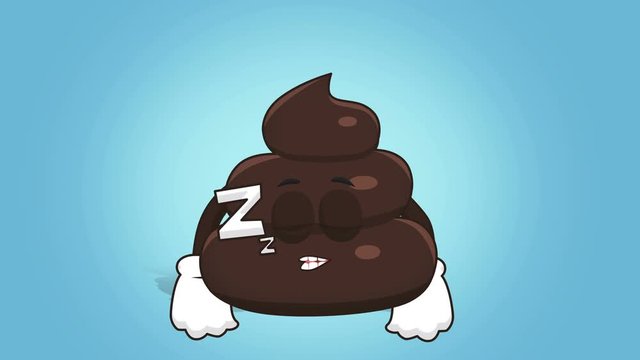 Cartoon Funny Brown Poop Turd Sleep with Face Animation Alpha Matte