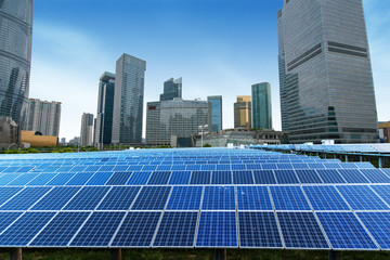 Solar and modern shanghai city skyline