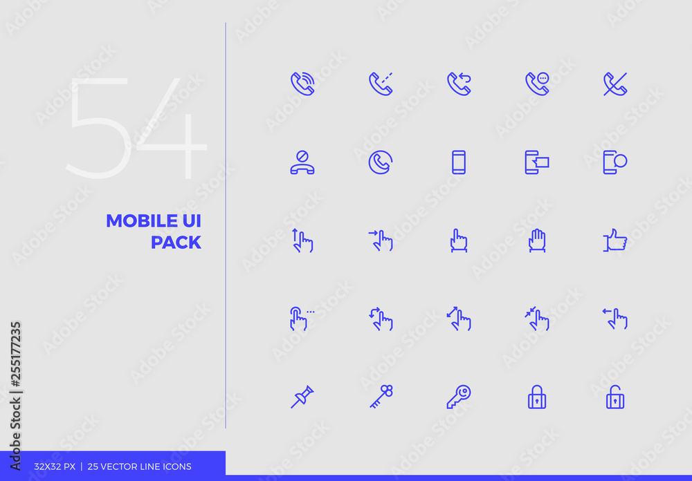 Aufkleber vector line icons mobile ui pack