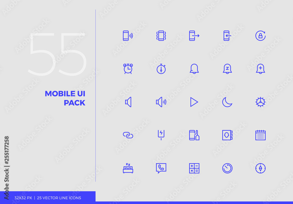 Poster vector line icons mobile ui pack
