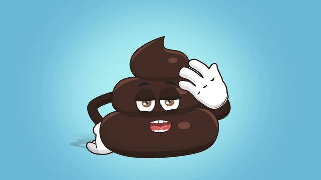 Cartoon Funny Brown Poop Turd Unhappy Upset Speak with Face Animation Alpha Matte