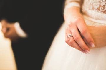 Wedding couple bide and groom get married in a church