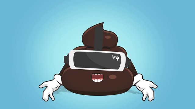 Cartoon Funny Brown Poop Turd Virtual Reality with Face Animation Alpha Matte