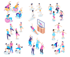 Fototapeta premium Gym Isometric Icons Set