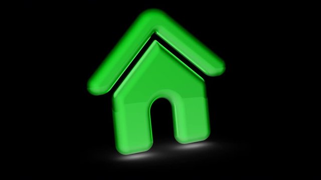 House icon. Looping footage has 4K resolution. Prores 4444. 3D Illustration.