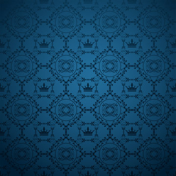 Blue royal style wallpaper for your design. Vector graphics