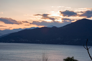 Panoramic view of Lake Maggiore at sunset