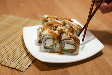 grilled salmon steak with sauce