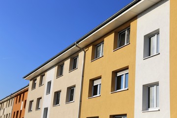 Apartment building with new facade painting