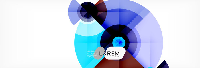 Obraz premium Minimal geometric circles and triangles abstract background, techno modern design, poster template