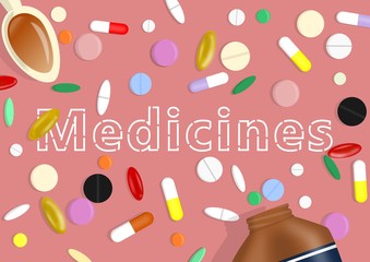 Background with various types of medicines
