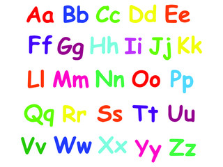 Hand drawn alphabet. Modern vector font. Creative font. Colored letters on white background