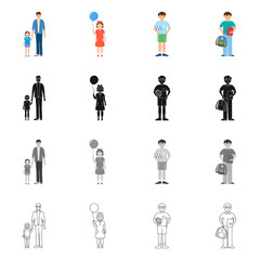 Isolated object of character and avatar  icon. Collection of character and portrait stock vector illustration.