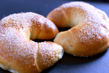delicious homemade apple croissants sprinkled with sugar