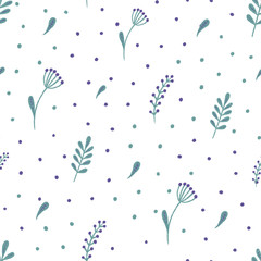 Seamless floral pattern with different flowers on white background