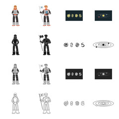 Vector illustration of astronomy and technology  symbol. Set of astronomy and sky stock vector illustration.