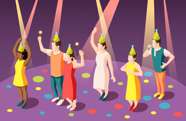 Birthday Party Isometric Composition