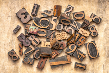numbers in letterpress wood type