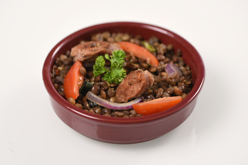 plat de saucisse lentilles