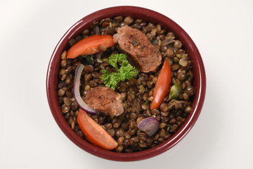 plat de saucisse lentilles