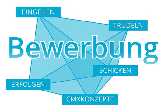 Bewerbung - Begriffe verbinden, Farbe blau