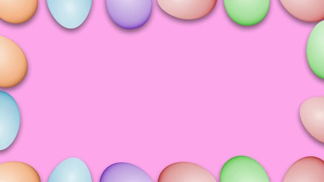 Easter eggs border frame. Easter eggs rotating - seamless loopable colorful background animation.